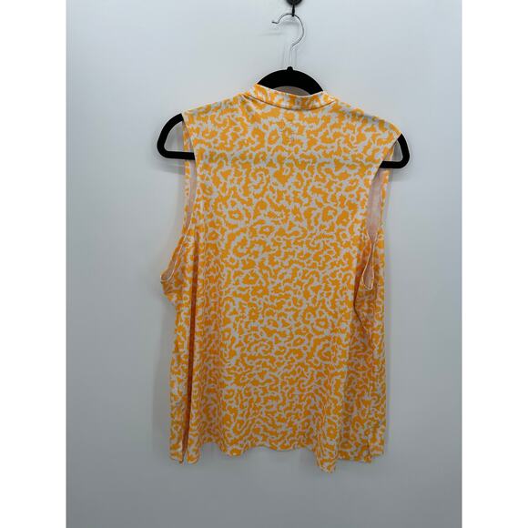 Nike Dri-fit Golf Pullover Tank Women XXL V Neck Orange Print Pickleball Tennis - Picture 2 of 8